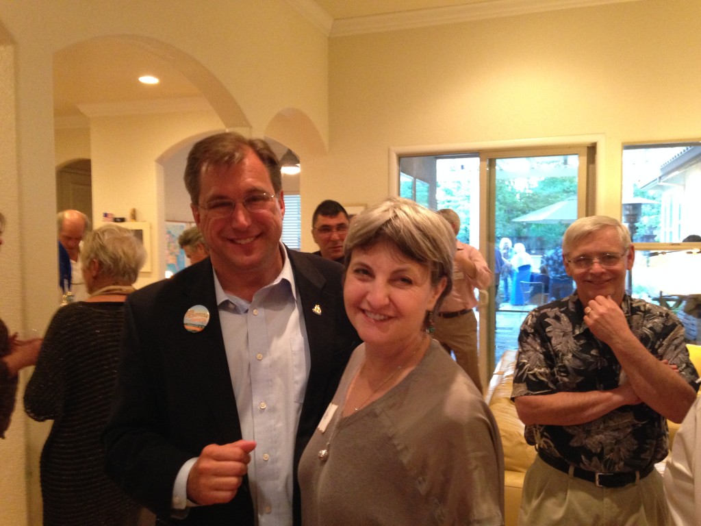 Joe Krovoza and wife Janet attend their party in South Davis on Tuesday night.