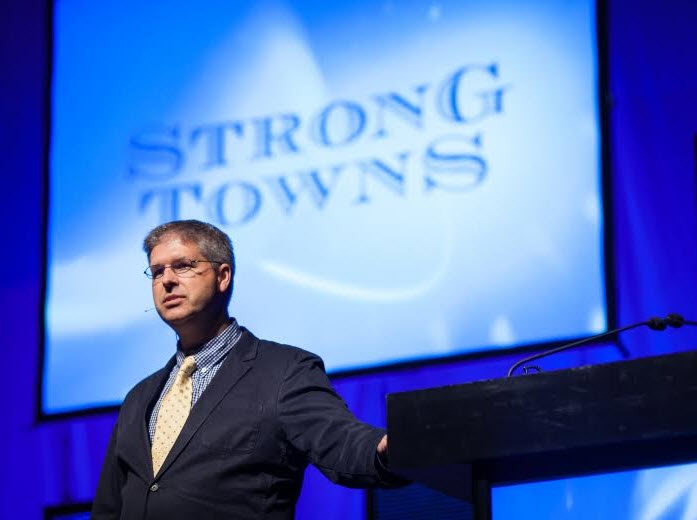 At a TEDx event, city planner Charles Marohn explains how designing streets for people saves a community money—as well as building community connections. The NPR speaker and author of the StrongTowns.org national blog will be speaking at City Hall Friday, Jan 22 at 10am. (Used by permission)