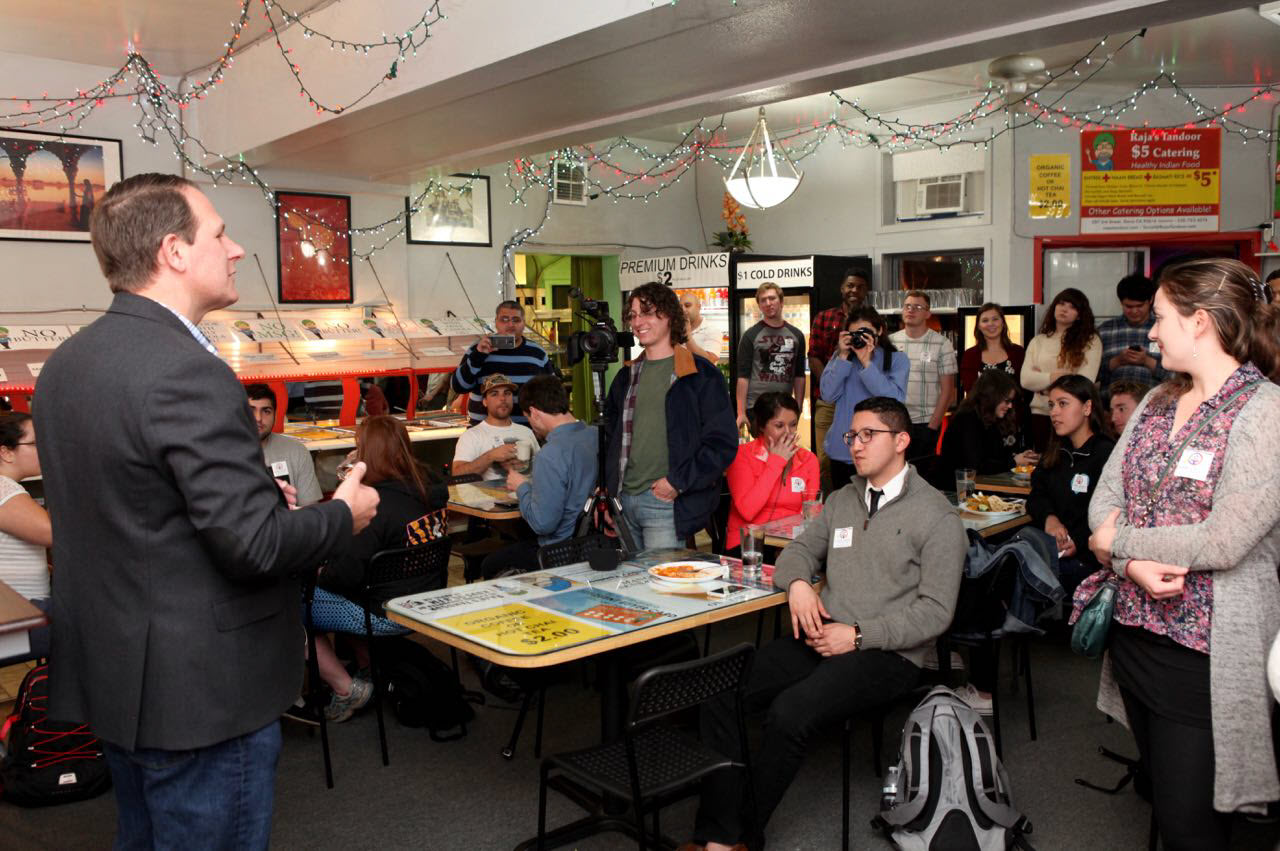 Gabe address UC Davis college students and community members/ Photo by Alex Cornell du Houx 