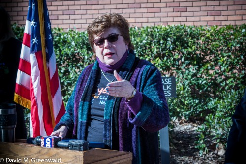 Former State Superintendent of Public Instruction Delaine Eastin spoke at a rally in Davis back in February