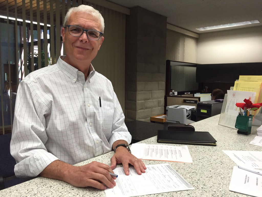 Bob Poppenga files for School Board at the Yolo County Elections Office/ courtesy photo