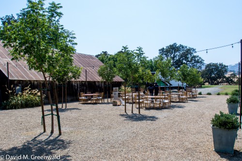 The outdoor event area which was setting up for a Sunday Wedding