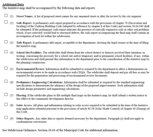 Tentative Map Checklist for Davis - Davis Vanguard